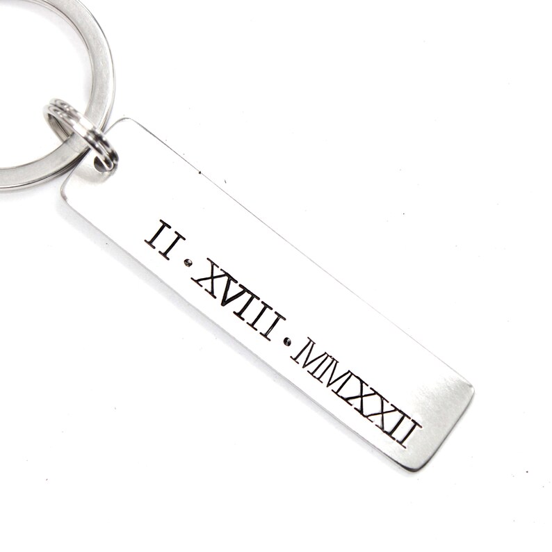 Roman Numeral Date Keychain - Hand Stamped - Your Choice of Date ...