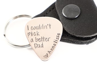 I Couldn't Pick a Better Dad Guitar Pick with name personalization  -  Available in Stainless Steel, Copper and Brass *