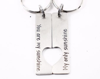You are my sunshine My only sunshine Keychain set -  Couples Keychain Set - his and hers keychains - matching keychains - mother's day gift