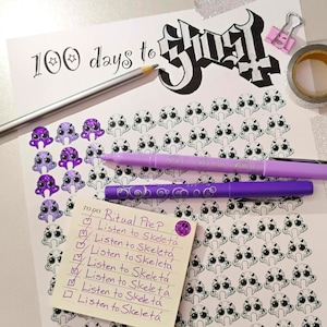 Conto alla rovescia del rituale fantasma / Calendario stampabile / Stampabile digitale / Download PDF / The Band Ghost / Skeletour / Papa V Perpetua / Casco Ghoul