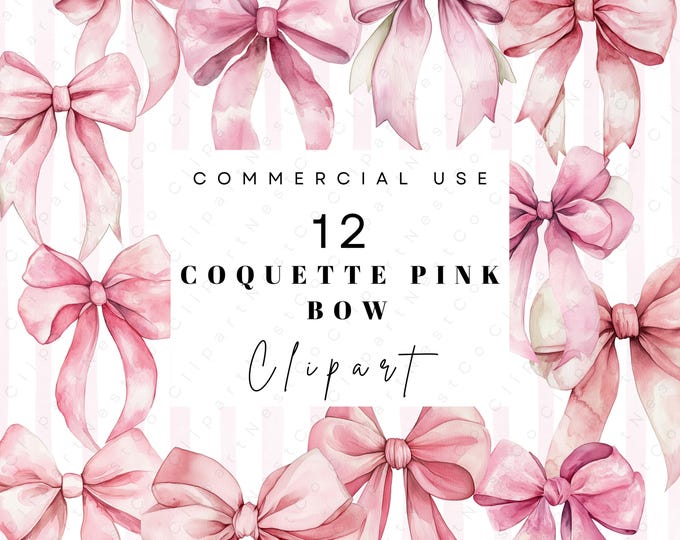 Pink Bow Clipart | Watercolor Bows | Coquette Bows Clipart | Pink ...
