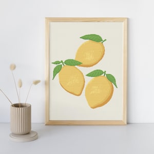 Simple lemon cross stitch pattern, DIY gift lemon cross stitch pattern, Dijital PDF lime cross stitch embroidery design, gift for loved ones
