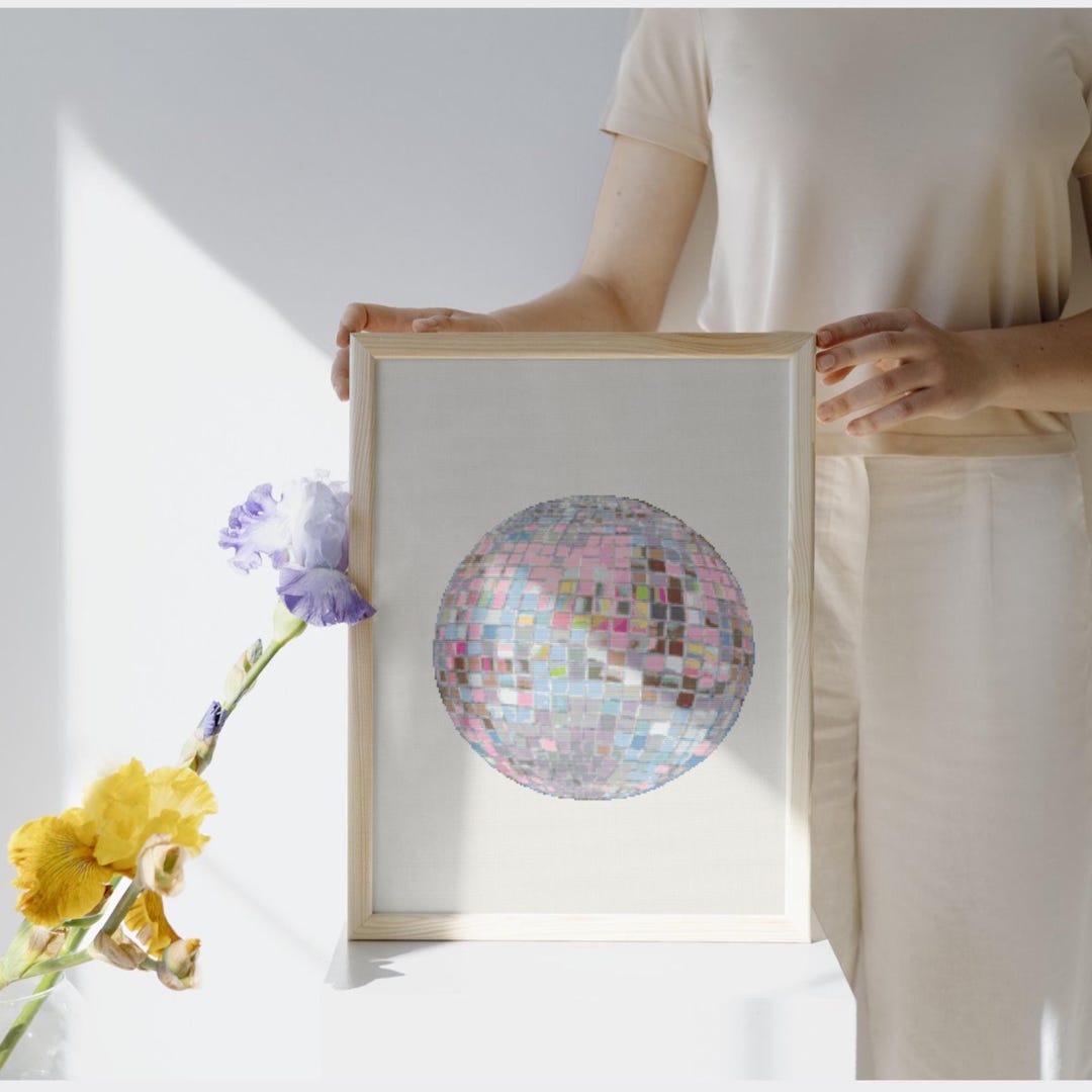 Mirroball Pattern Mirrorball Cross Stitch Pattern: Disco Ball DIY Home Decor Tutorial ...