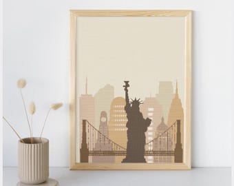 Statue of Liberty Cross Stitch Pattern: NYC Skyline (Digital PDF)