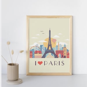 Eiffel Tower Cross Stitch Pattern: Paris france DIY home decor tutorial (Digital PDF file)