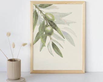 Olive Branch Cross Stitch Pattern: Realistic Nature DIY home decor tutorial (Digital PDF file)