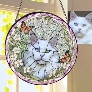 Stained Glass Custom Pet Memorial , Personalized Dog Cat Portrait Gift, Handmade Sympathy Keepsake for Pet Loss, Glass Suncatcher