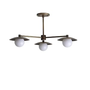 Chandelier, brass chandelier, modern brass chandelier with 8 inch shade, modern lighting, chandelier ceiling light,