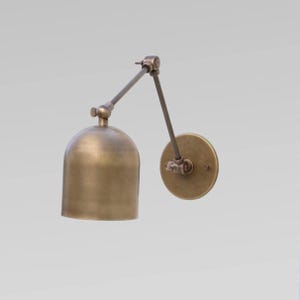 Adjustable Brass Wall Lamp: Rotating Cylinder Shade, Hardwired Lighting