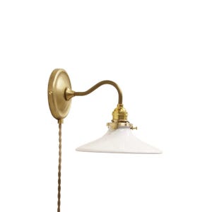 Plug-In Brass Wall Light: Modern Matte Black Sconce with Fabric Cord