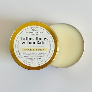 Organic Tallow Honey Emu Oil Balm Moisturizing Skincare | Made in USA