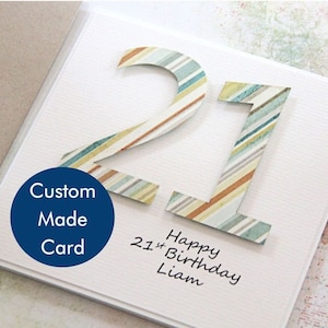 Personalised Number Birthday Card for Him. Male Birthday Card for Dad Son or Husband. 18th 21st 30th 40th 50th 60th 70th 80th 90th Birthday.