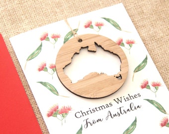 Merry Christmas From Australia Christmas Card. Australian Made. Aussie Christmas Cards. Across the Miles. Australia Christmas Decoration.