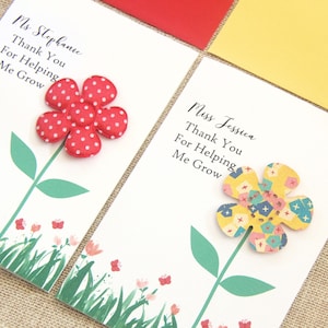 Personalised Teacher Thank You Card. Teacher Gift. Teacher Card, Kindergarten. Teacher Christmas Card. Thank You For Helping Me Grow.