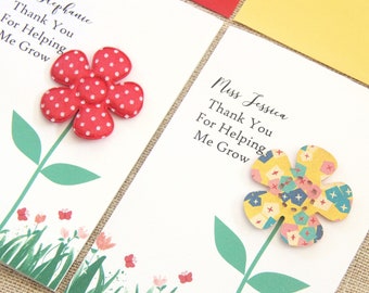 Personalised Teacher Thank You Card. Teacher Gift. Teacher Card, Kindergarten. Teacher Christmas Card. Thank You For Helping Me Grow.