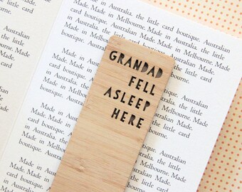 Fathers Day Gift. Personalised Bookmark. Fell Asleep Here. Fathers Day Gift For Dad Grandpa Grandad Daddy Poppy Pop. 1st Fathers Day Gift.