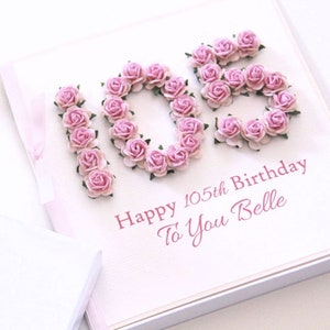 105th Birthday Card. Custom Birthday Card. Card for Her. Card For Him. Happy 105 Birthday. 105th Gift for Mother Mum Dad Grandma. 3D Card
