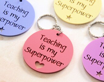 Teacher Key Ring. 8 Colours. Teacher Gift. Teacher Thank You. World Teachers Day Gift. Teacher Appreciation. Teacher Keyring. Thankyou Gift.