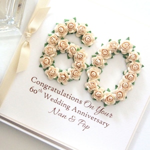 60th Wedding Anniversary Card. 9 Colours. Personalised 60th Wedding Anniversary. Mum & Dad 60th Anniversary. Diamond Wedding Anniversary.
