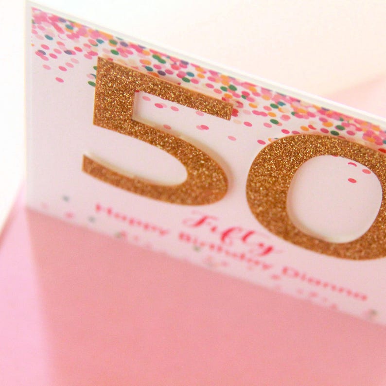 50th Birthday Card for Her. 4 Colours. Personalised 50 Birthday Card. 50th Birthday Gift for Women. Daughter Card. 50 Card. Friend Card. image 2