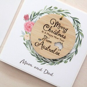 Personalised Family Christmas Card with Christmas Decoration. Personalised Christmas Cards. Customised Christmas Card for Mum and Dad.