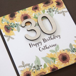 Sunflowers Birthday Card. Personalised Birthday Card for Her. Mum Card. Friend Card. Daughter Card. 21st 30th 40th 50th 60th 70th 80th 90th.