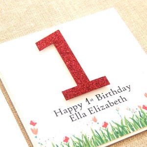 Glitter Birthday Card. Number Card. Girl Birthday Card. 1st 2nd 3rd 4th 5th 6th 7th 8th Birthday. First Birthday Card. Granddaughter Card.