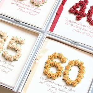Wedding Anniversary Card. Personalised Card for Mum and Dad & Grandparents. Happy Anniversary Card. 20th 30th 40th 50th 60th 70 Anniversary