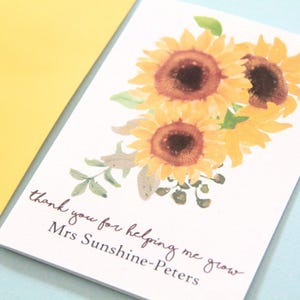 Thank You For Helping Me Grow. Personalised Teacher Card. Teacher Thank You Gift. World Teachers Day Present. Thank You Card. Christmas Card
