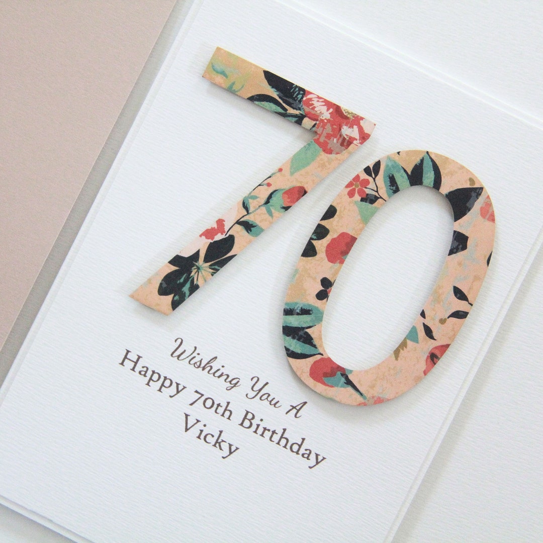 70th Birthday Card. 4 Colours. Personalised Card. for Her Card. Card ...