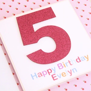Any Age Personalised Birthday Card. Birthday Gift. Childrens 1st 2nd 3rd 4th 5th 6th 7th 8th 9 Card. Rainbow Glitter Birthday Card for Girls