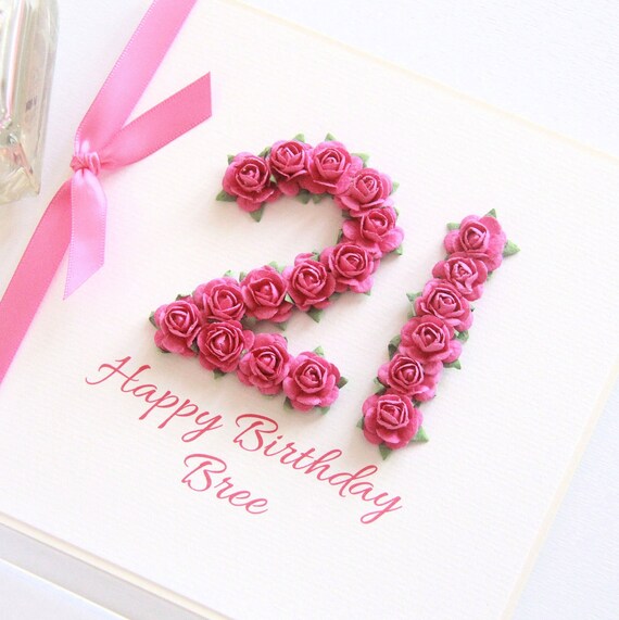 21st Birthday Card. 9 Colours. Personalised 21st Birthday Card. 21st Daughter Card. 21 Birthday Card For Her. Custom 21st Gift. Girlfriend.