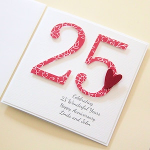 Handmade Wedding Anniversary Card. Personalised Anniversary Card for Parents Grandparents Mum and Dad. Happy Anniversary. 40th 50th 60th