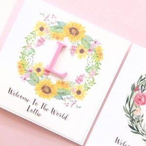 Personalised Baby Girl Card. Handmade Baby Name Card. Newborn Girl. Welcome To The World Little One. Baby Shower Card. Girl Baby Gift.