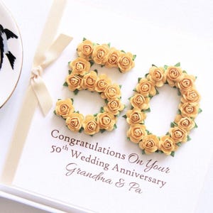 Personalised Wedding Anniversary Card in 9 Colours. 20th 30th 35th 40th 50th 60th 70th Anniversary Gift for Mum and Dad Grandparents Parents