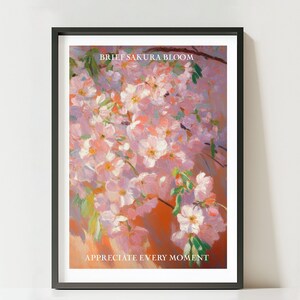 Kirschblüte Sakura Malerei Kirschblüte Poster Blumenzeichnung digitaler Download, Wand-Kunst-Dekor, moderne Kunst, Interieur, Blumendruck, Wohnzimmer