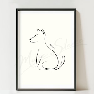 Dog Line Art Painting Dog Poster Wall Art Doodles Artwork Minimalism Living Room Simple Zen Art Giclée Art Print Pets illustration Drawings