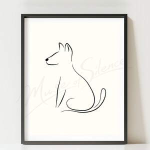 Dog Line Art Painting Dog Poster Wall Art Doodles Artwork Minimalism Living Room Simple Zen Art Giclée Art Print Pets illustration Drawings