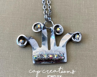 Vintage Silverware Necklace, Silverware Jewelry, Crown Pendant, Fork Crown, Vintage Silverware, Crown Jewelry, Crown Necklace, Jester Hat