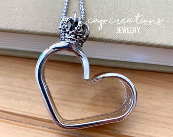Crowned Heart, Vintage Silverware Necklace, Silverware Jewelry, Crown Pendant, Heart Necklace, Crown Jewelry, Crown & Heart Necklace