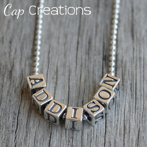Blocks Necklace Silver Block Charms 