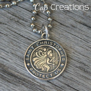 Saint Christopher Necklace, Sterling Silver, Saint Christopher, Religious Medallion, St. Christopher Medal, Catholic Jewelry, Christian