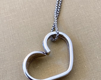 Silverware Heart, Vintage Silverware Necklace, Silverware Jewelry, Heart Pendant, Necklace, Heart Jewelry, Heart Necklace, Spoon Jewelry