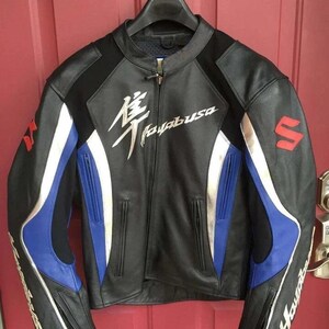 Handmade Suzuki Hayabusa Cowhide Leather Motorcycle Racing Jacket