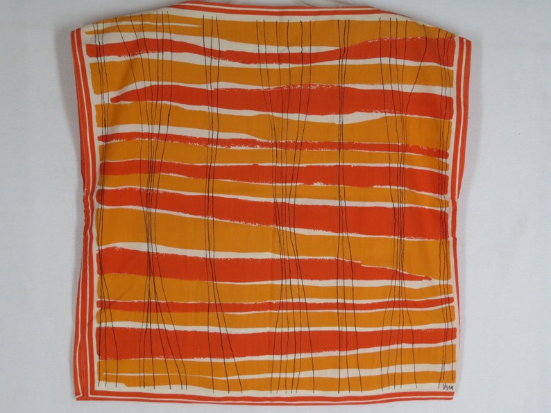 Vintage 60s VERA Neumann Orange Bandana Top Abstract Stripes