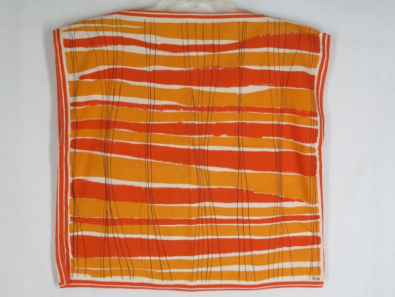 Vintage 60s VERA Neumann Orange Bandana Top Abstract Stripes