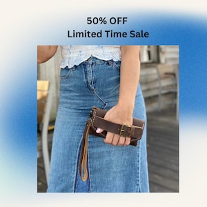 Cartera de mano de cuero hecha a mano, cartera de mano de cuero, cartera de mano para iPhone, cartera de mano para smartphone, bolso de mano de cuero