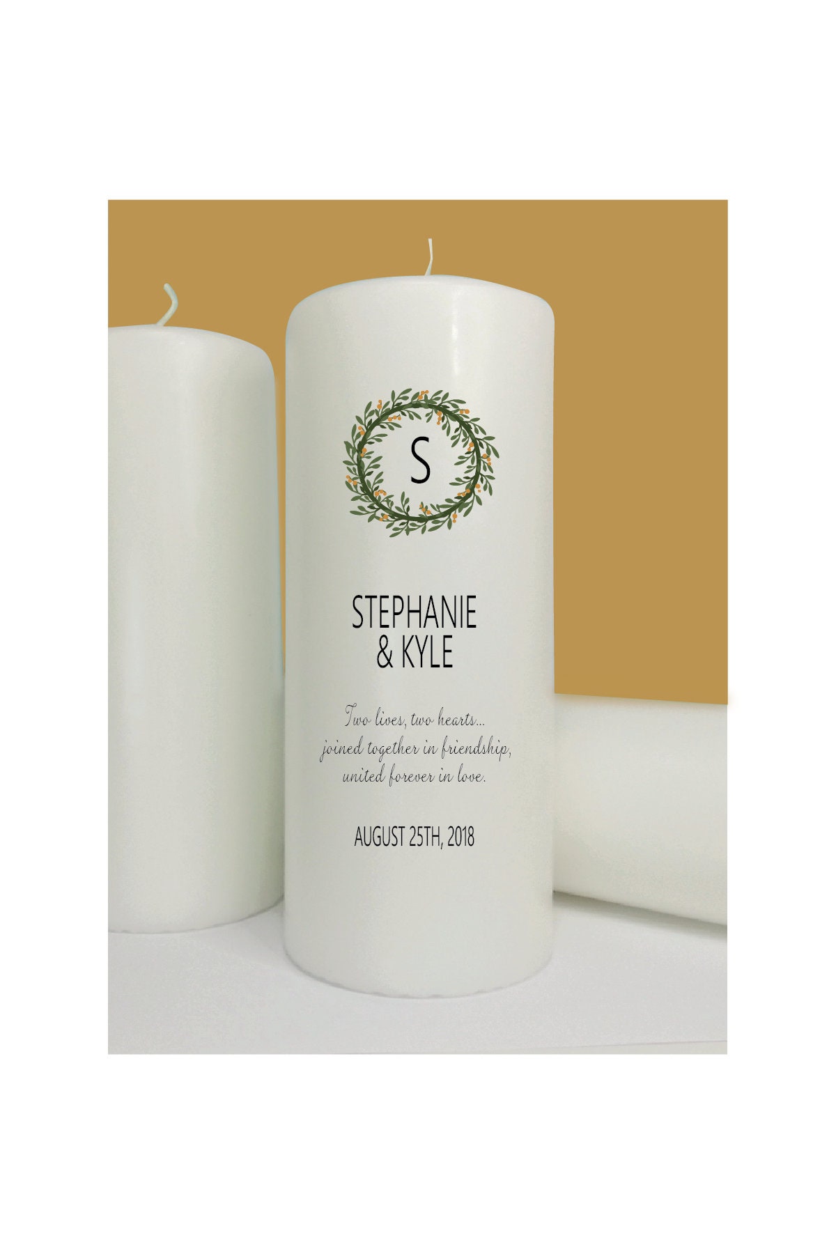 Wedding Unity Candle Wreath Unity Candle Ceremony Candle Etsy