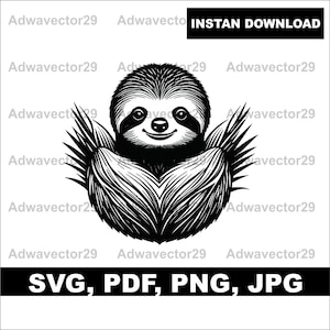 Cute Sloth SVG File, Sloth Clipart, Sloth Silhouette, Plasma For Laser, Vector Graphic Cut File, Sloth Svg, Sloth Png