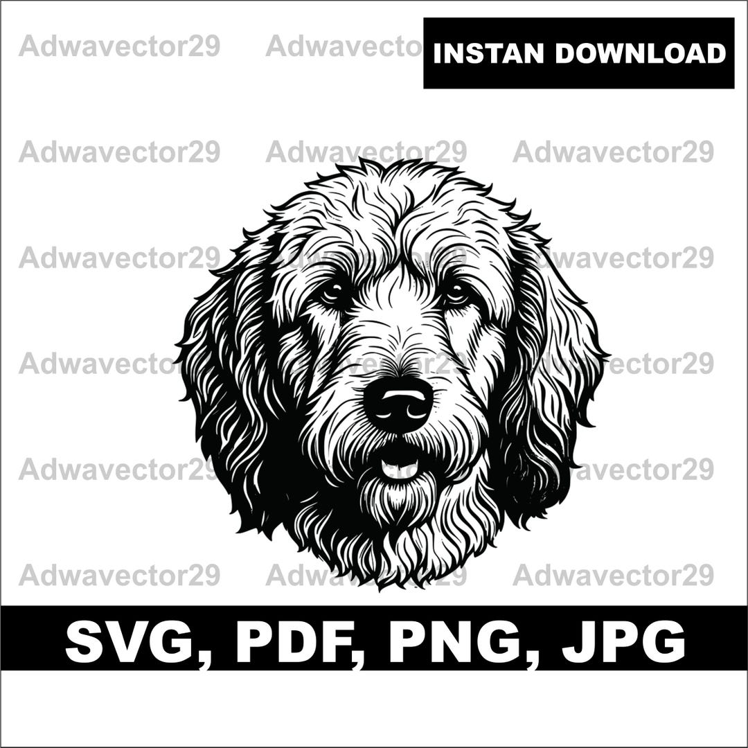 GOLDENDOODLE HEAD SVG, Svg Png Jpg Pdf, Vector Graphic Cut File Laser ...